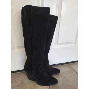 Sam Edelman Julee Over The Knee Heeled Cowboy Boots‎ in Black Suede Size 9.5